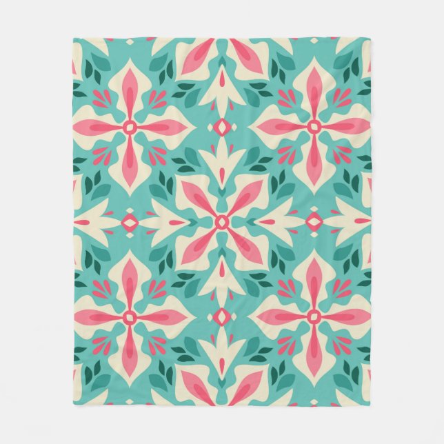 Floral vintage seamless pattern fleece blanket (Front)