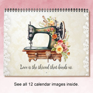 Floral Vintage Sewing Machine  Calendar