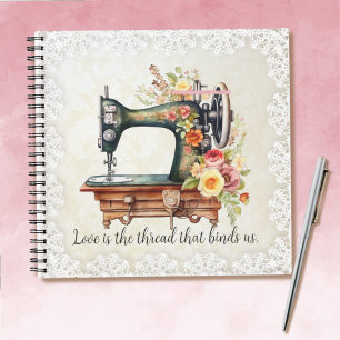 Floral Vintage Sewing Machine Notebook