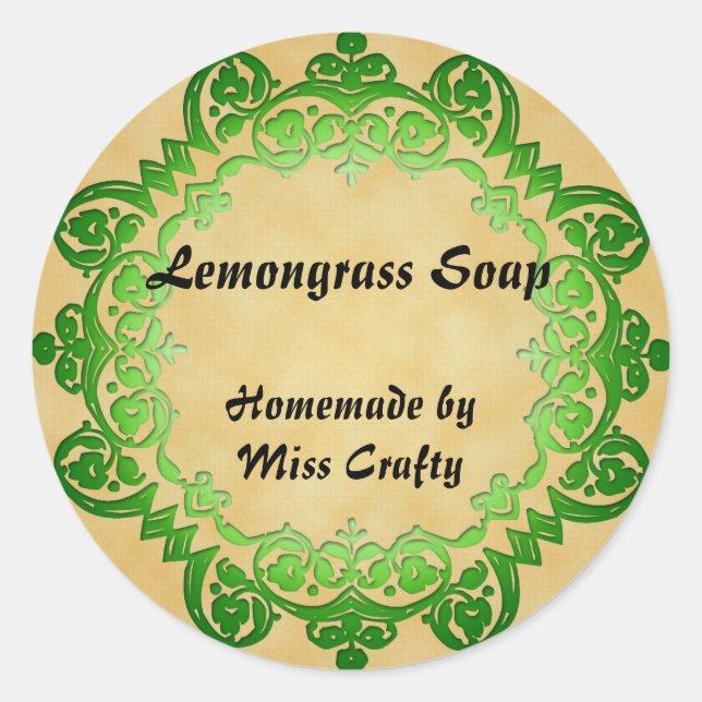 Floral Vintage Soap or Canning Labels Green (Front)