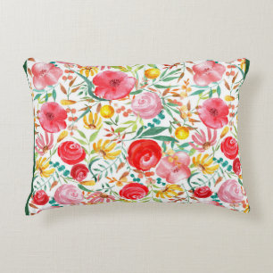Floral Vintage Style Flowers and Meadow Grass Decorative Cushion