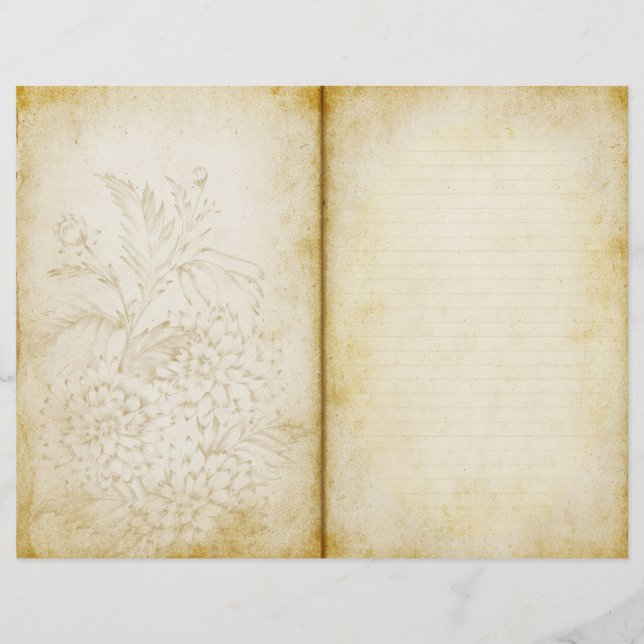 Floral Vintage Style Journal Scrapbook Paper (Front)