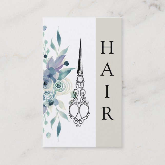 *~* Floral  Vintage Victorian Scissors HAIR SYLIST Business Card (Front)