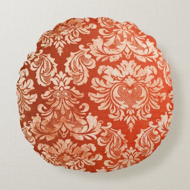 Floral vintage wallpaper background round cushion (Front)