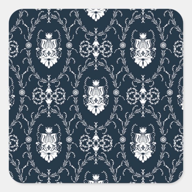 Floral Vintage Wallpaper Seamless Background Square Sticker (Front)