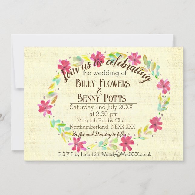 Floral Vintage Wedding Invite (Front)
