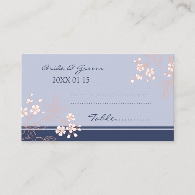 Floral Vintage Wedding Table Place Setting Cards (Front)