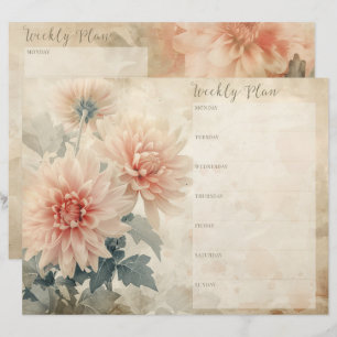 Floral Vintage Weekly Planner Scrapbook Paper