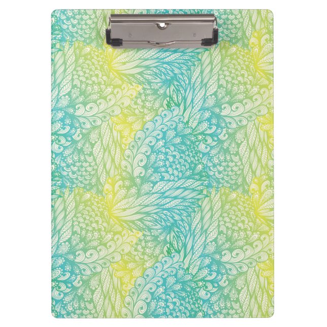 Floral Vintage Yellow And Blue Gradient Clipboard (Front)