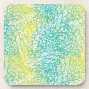 Floral Vintage Yellow And Blue Gradient Coaster