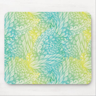 Floral Vintage Yellow And Blue Gradient Mouse Mat