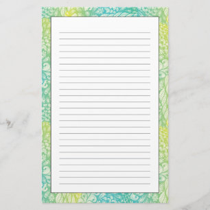 Floral Vintage Yellow And Blue Gradient Stationery