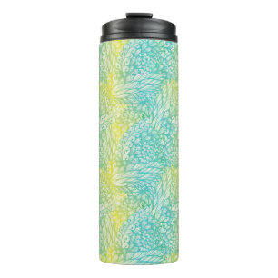 Floral Vintage Yellow And Blue Gradient Thermal Tumbler