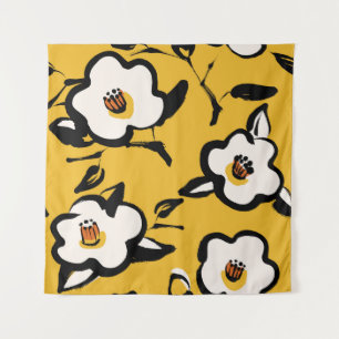 Floral Vintage yellow pattern with sketchy hand dr Tapestry