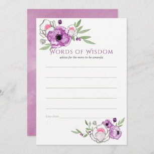 Floral Violet and Sage Baby Shower Mum Advice Invitation