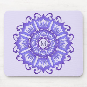 Floral violet mandala. Monogram. Mouse Mat