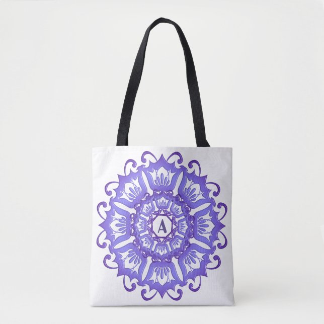 Floral violet mandala. tote bag (Front)