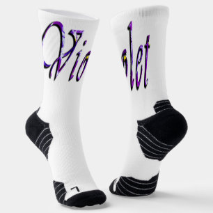 Floral Violet Name, Crew Socks