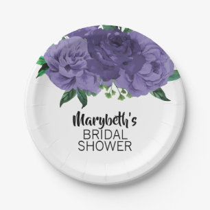 Floral Violet Purple Bridal Shower Paper Plate