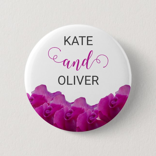 Floral Violet Purple Roses Elegant Wedding 6 Cm Round Badge (Front)
