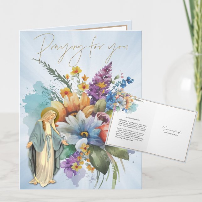Floral VIRGIN MARY Memorare Prayer Card (Creator Uploaded)