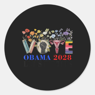 Floral Vote Obama 2028 Lets Fix This Future Progre Classic Round Sticker