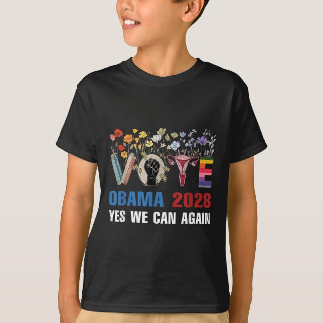 Floral Vote Obama 2028 Lets Fix This President 202 T-Shirt (Front)