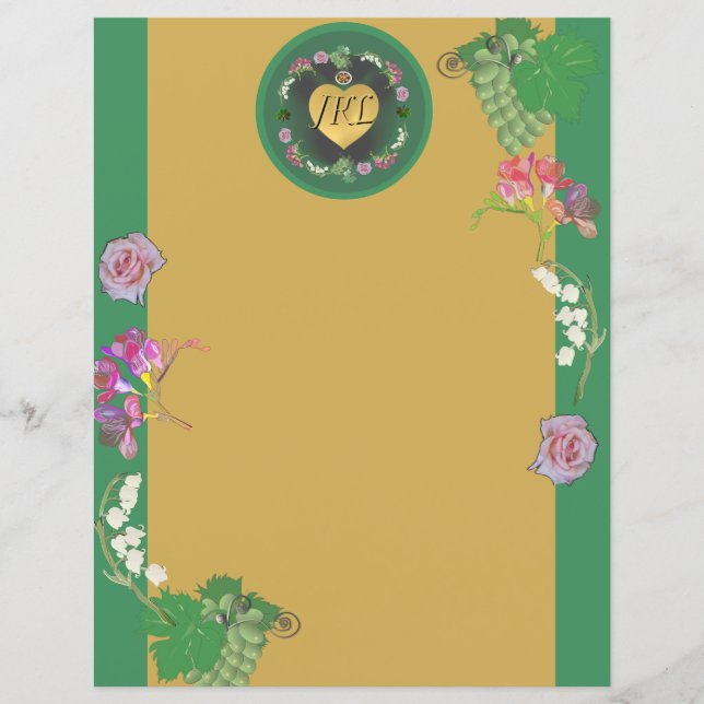 Floral w/Grapes Green/Gold (Front)