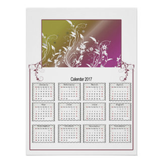 Floral Wall Calendar 2017 Poster
