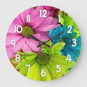 Floral Wall Clock – Pink Green Blue Flower