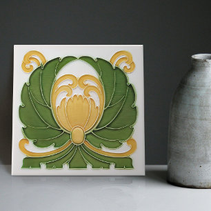 Floral Wall Decor Art Nouveau Vintage German Deco Tile