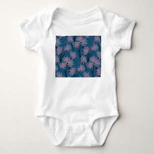 Floral wallpaper: Asian navy blue, pink. Baby Bodysuit