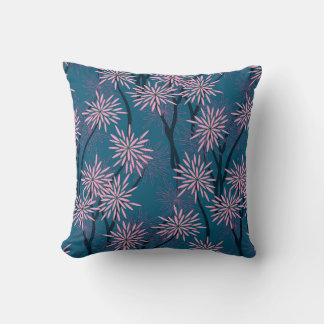 Floral wallpaper: Asian navy blue, pink. Cushion