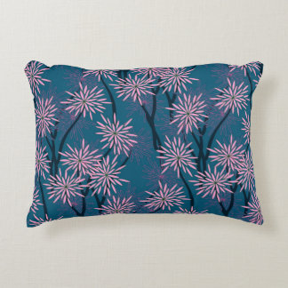 Floral wallpaper: Asian navy blue, pink. Decorative Cushion