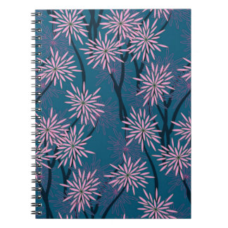 Floral wallpaper: Asian navy blue, pink. Notebook