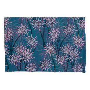 Floral wallpaper: Asian navy blue, pink. Pillowcase