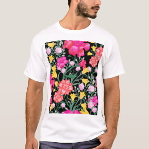 Floral Wallpaper Big Flowers Pattern T-Shirt