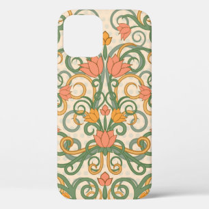 Floral wallpaper in art nouveau style, Vintage ill iPhone 12 Case