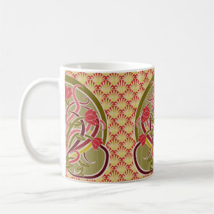 Floral wallpaper in art nouveau style, vintage ill coffee mug