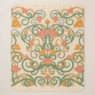 Floral wallpaper in art nouveau style, Vintage ill Sherpa Blanket