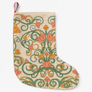 Floral wallpaper in art nouveau style, Vintage ill Small Christmas Stocking