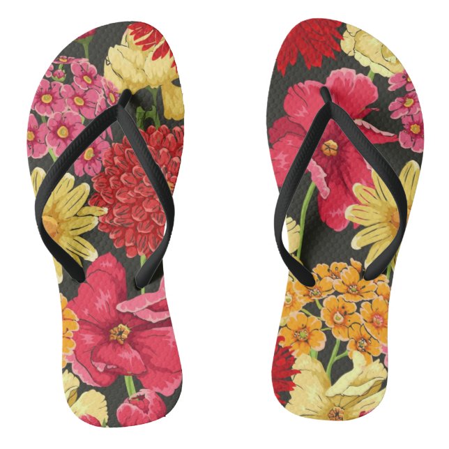 Floral wallpaper in watercolor style flip flops (Footbed)