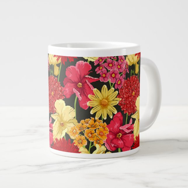Floral wallpaper in watercolor style large coffee mug (Front Right)