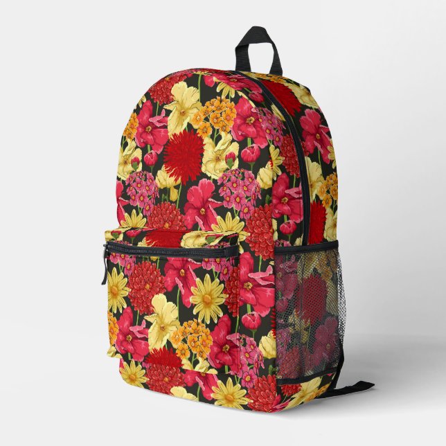 Floral wallpaper in watercolor style printed backpack (Back Corner Right)