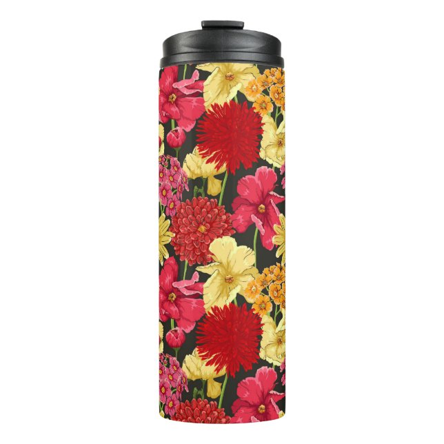 Floral wallpaper in watercolor style thermal tumbler (Front)