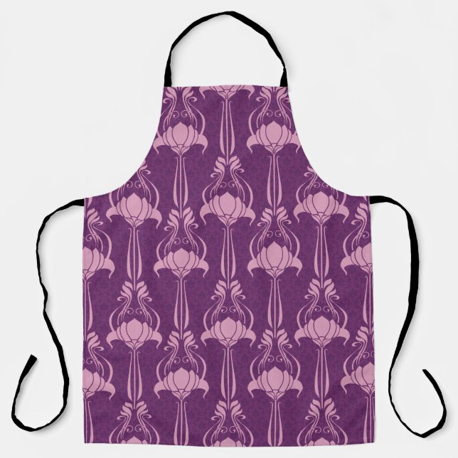 Floral Wallpaper Pink Violet Design Apron (Front)