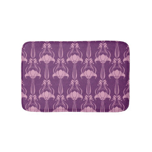 Floral Wallpaper Pink Violet Design Bath Mat