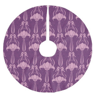 Floral Wallpaper Pink Violet Design Brushed Polyester Tree Skirt