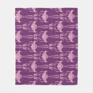 Floral Wallpaper Pink Violet Design Fleece Blanket