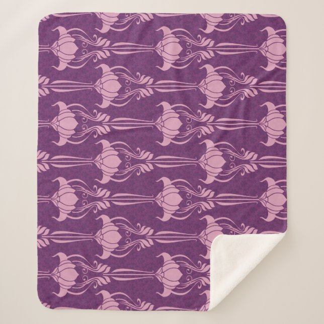 Floral Wallpaper Pink Violet Design Sherpa Blanket (Front)